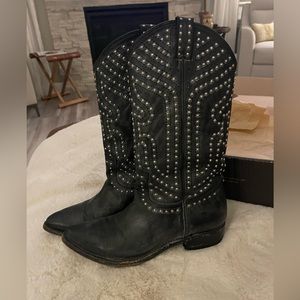 Distressed Frye cowboy boots